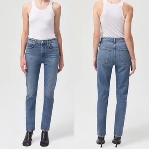 Agolde Spellbound Merrel Mid Rise Slim Straight Leg Low Stretch‎ Denim Jeans